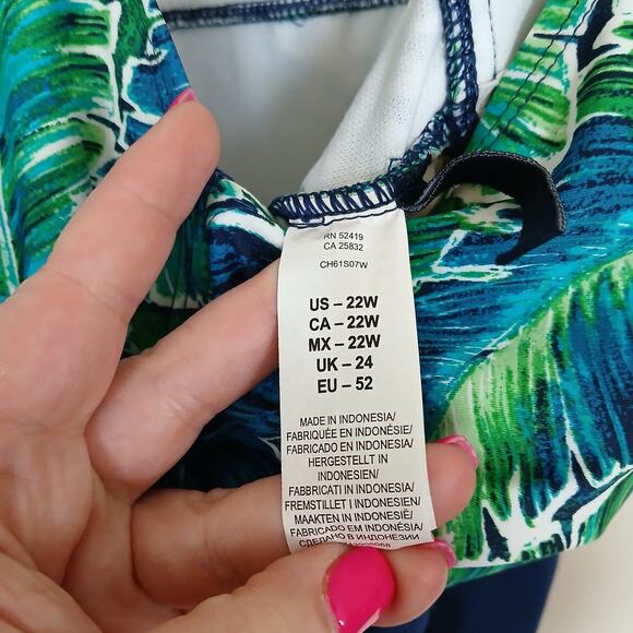 Chaps One Piece Swimsuit Women 22W Tropical Vacation Resort Island Coastal Beach - Picture 7 of 14